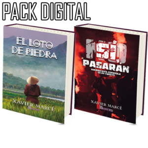 Pack de los libros del género thriller El loto de piedra y Sí, pasarán. Guerra civil española en 24 tweets. Acción, suspense, política y periodismo.