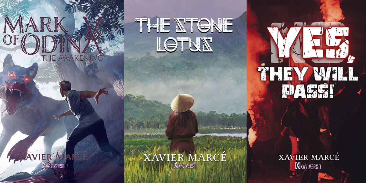 Digital Collector's Pack for Mark of Odin: The Awakening, The Stone Lotus and Yes, They will pass! civil war thriller books by Xavier Marce, that include ebook and audiobook.