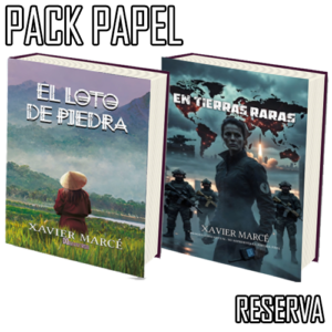 Pack de los libros del género thriller El loto de piedra y 'En Tierras Raras'.