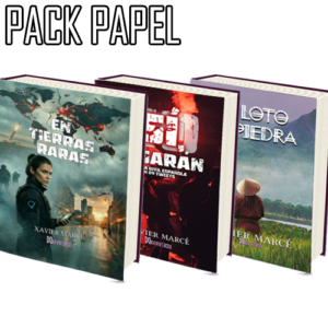 Pack de los libros en papel de En Tierras Raras, El loto de piedra y Sí, pasarán. Guerra civil española en 24 tweets.