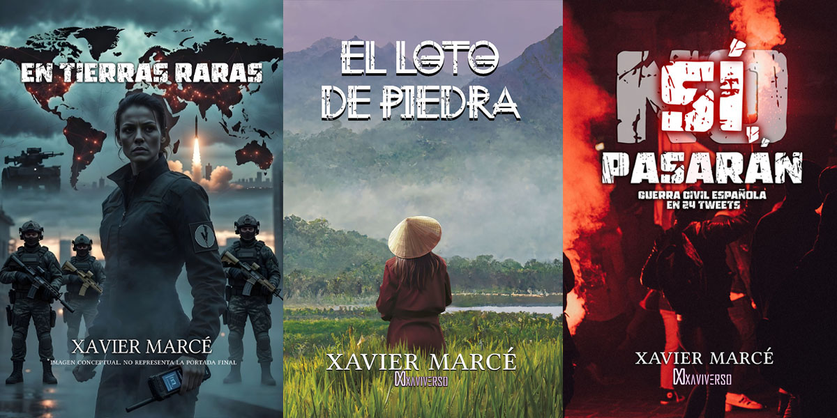 Trilogia serie Actualidad Distópica por la reserva anticipada de 'En Tierras Raras' junto a 'El loto de piedra' y 'Sí, pasarán'.