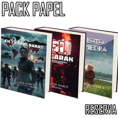 Pack de los libros en papel de En Tierras Raras, El loto de piedra y Sí, pasarán. Guerra civil española en 24 tweets. Reserva anticipada