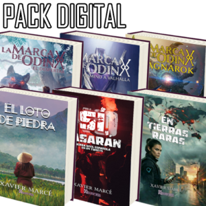 Pack de los 6 libros del XaviVerso compuesto por La marca de Odín: El despertar, El camino a Valhalla, Ragnarok, El loto de piedra y Sí, pasarán. Guerra civil española en 24 tweets y En Tierras Raras