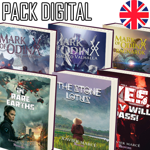 Get all XaviVerso books in digital with the Digital Collector's Pack: The XaviVerso 6, including Mark of Odin saga (The Awakening, Road to Valhalla and Ragnarok) and Dystopian Present book series: The Stone Lotus, Yes They Will Pass! and In Rare Earths thrillers by Xavier Marcé